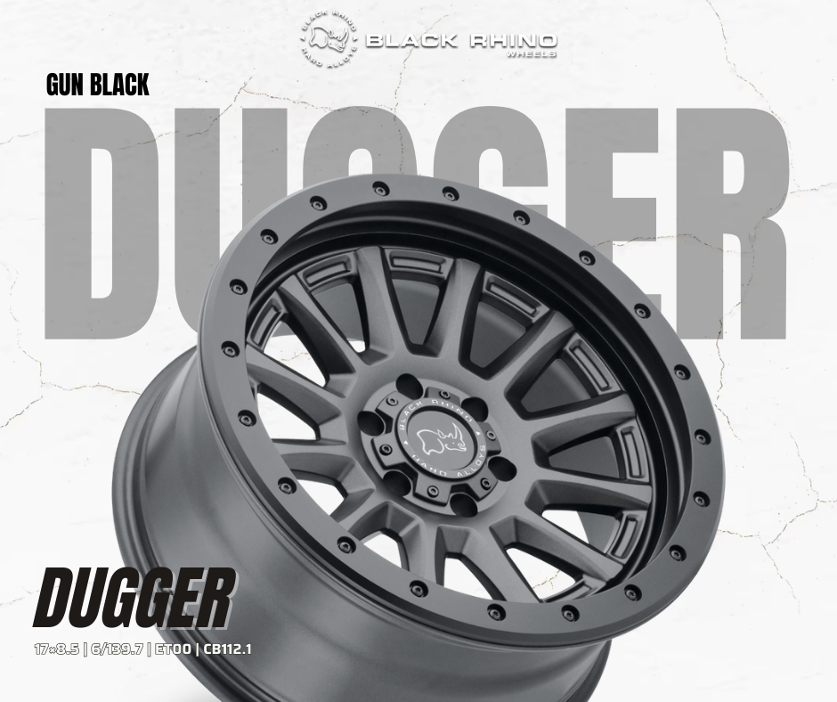 Mâm Black Rhino Dugger 17×8.5 | 6/139.7 | ET00 | CB112.1 (Màu Đen)